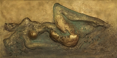 S jitrem a touhou, polychromovaná sádra, 50 x 100 cm S jitrem a touhou, polychromovaná sádra, 50 x 100 cm