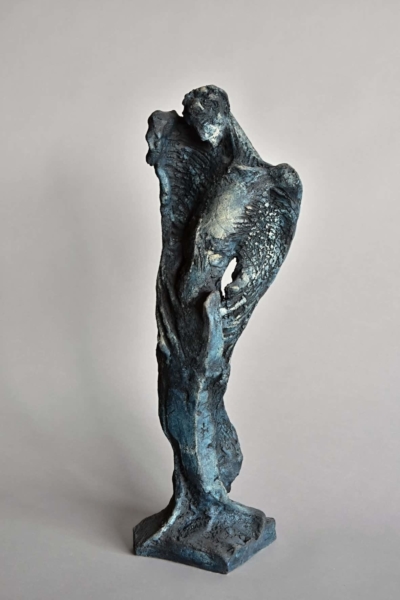 Modrý anděl, šamot, 45 cm Modrý anděl