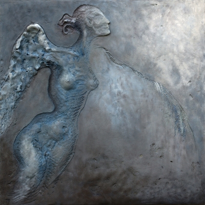 Nebesská, kombinovaná technika, 101x101 cm 2022 Nebesská